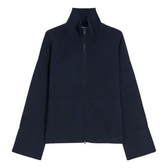 Max Mara Zip-throughs, female, Blue, Size: L Viscose Cr&ecirc;pe Yarn Cardigan