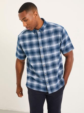 Fat Face FatFace Morley Blue Short Sleeve Relaxed Fit Check Shirt