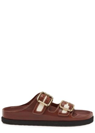 Birkenstock Arizona Bold Canvas and Leather Sliders - Brown - 39 (IT39/ UK6)