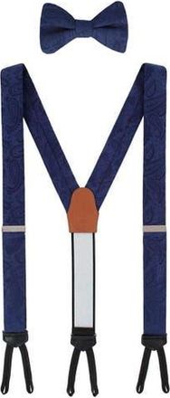 Trafalgar Store Banbury Tone on Tone Paisley Silk Suspenders (Braces) and Bow Tie Set in Navy Blue at Nordstrom