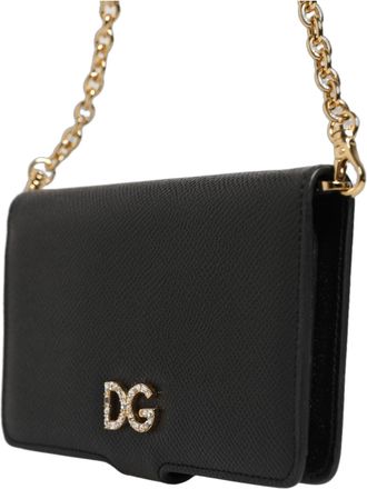 Dolce & Gabbana Womens Calf Leather Flip Card Case Black Cases