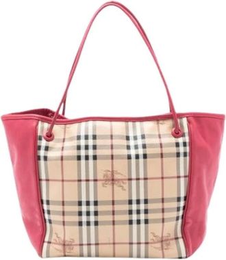 Burberry Pre-owned Tote Bags, female, Multicolor, Size: ONE SIZE Pre-owned Haymarket Check Tote