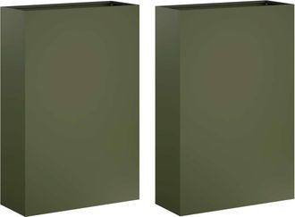 vidaXL Macetero De Jard&iacute;n 2 Uds. Verde Oliva 40 X 20 X 75 Cm Vidaxl