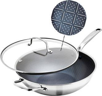 Blue Diamond Diamond Bond 5Qt Hybrid Stainless Steel Wok With Lid