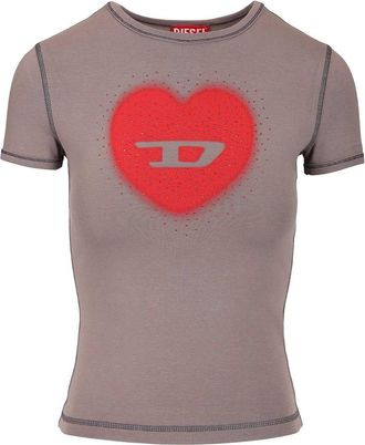 Diesel Cotton T-Shirt Grey-Donna