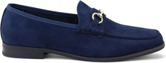 Infinity Leather Mens Navy Suede Moccasin Leather Lined Loafers