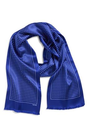 Tom Ford Polka Dot Mulberry Silk Fringe Scarf in Royal Blue at Nordstrom