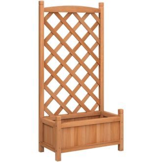 vidaXL Planter with Trellis Brown Solid Wood Fir Vidaxl