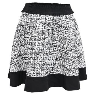 Sandro Sequin-Embellished Tweed Mini Skirt in Black and White Polyester