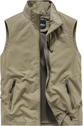 Generic Mens Outdoor Vest Quick Drying Travel Outwear Gilet Sleeveless Waistcoat Photography Hiking Lightweight Jacket with Multi-pocket Thin Windbreaker Spor