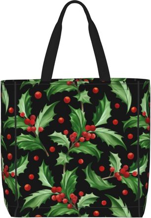 Generic Women Handbag Merry Christmas Holly Daily Bag Fashion Lightweight Shopping Bags, For Holiday, Birthday, Work, School, Daily