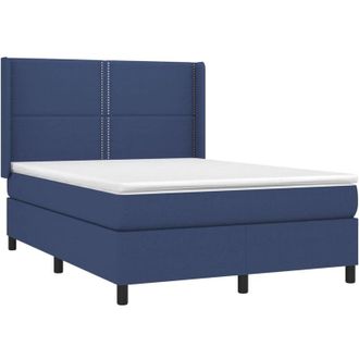 vidaXL Vidaxl - Cama Box Spring Colch&oacute;n Y Luces Led Tela Azul 140x190 Cm