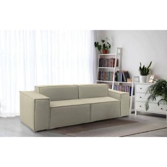 Talamo Italia Talamo Italia - Sof&aacute; Fijo Paola, Sof&aacute; Modular Lineal De 2 Plazas, 100% Made In Italy, Sof&aacute; De Sal&oacute;n Moderno En Tela., Cm 220x95h70, Beige, Con Embalaj
