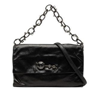 Miu Miu Pre-owned Crystal-Embellished Satchel - Dames - Vintage Schoudertas - Zwart - ONE Size - Leer - Vintage