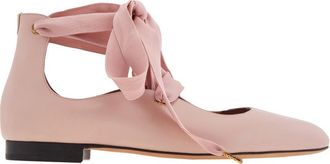 Bally Lavin Lace-Up Leather Ballerinas, Brand Size 37 ( US Size 6.5 )