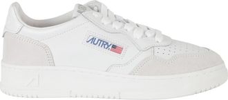 Autry White Medalist Low Suede Inserts Leather Sneakers