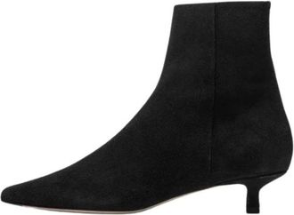 Aeyde Sofie Enkellaarsjes - Dames - Laarzen met Hak - Zwart - 36 EU - Leer - Schoenen