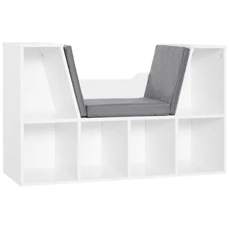 HOMCOM Estanter&iacute;a librer&iacute;a con asiento 102x30x61 cm blanco y gris