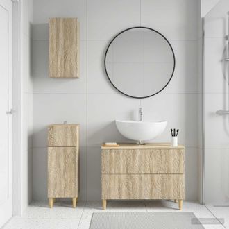 vidaXL Vidaxl Set Di Armadietti Da Bagno In 3 Pezzi Delft Rovere Sonoma