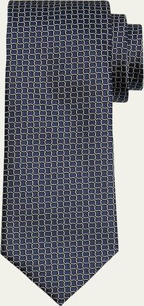 Ermenegildo Zegna Mens Geometric Net Silk Tie
