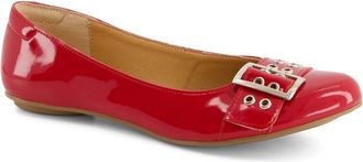 Andrea Womens Wide Buckle Ballerinas In Red