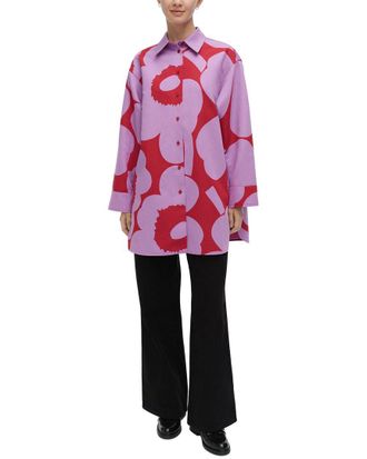 Marimekko Heitto Unikko Linen-Blend Shirt