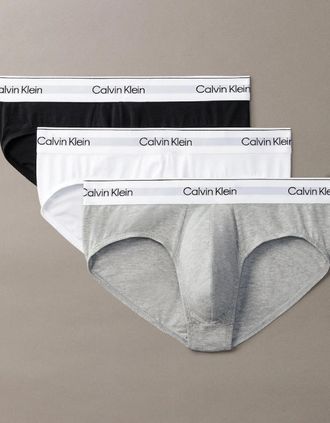 Calvin Klein Mens Calvin Klein 3-Pack Icon Stretch Cotton Briefs, Black/White/Grey Heather - Size: 32/30/31