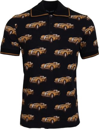 Dolce & Gabbana Mens Classic Cars Polo Shirt Tsh7513 - Black Cotton - Size EU 44 (Mens)