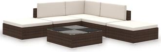 vidaXL Set muebles de jardín 6 piezas y cojines ratán sintético marrón Vidaxl