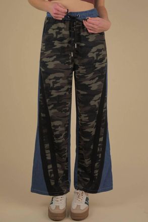 Very J Denim Terry Knit Pants In Camo