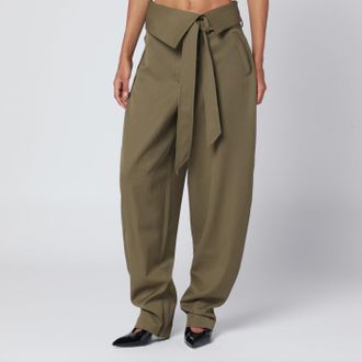 The Attico Military green wool gabardine trousers