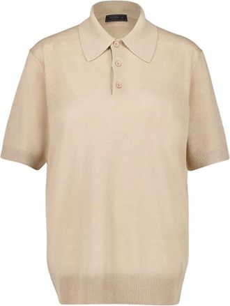 Prada Truien & Vesten, Heren, Beige, M, Katoen, Beige Linen Cotton Polo Shirt