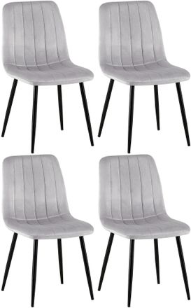 Clp Clp - Set De 4 Sillas De Sal&oacute;n Dijon En Tela O Terciopelo Gris Terciopelo