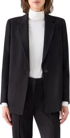 Akris Wool Tricotine Boyfriend Blazer in Espresso at Nordstrom, Size 10