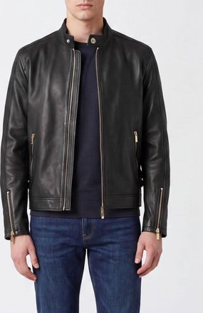 Versace Giacca biker in morbida pelle di agnello con colletto e zip