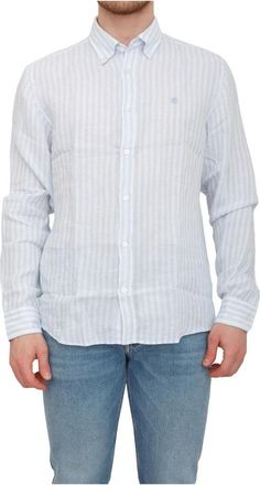HUGO BOSS Heren, Overhemden, Blauw, Maat: 2XL Linnen