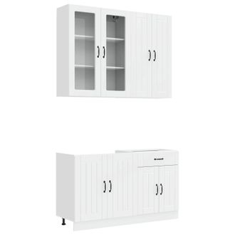 vidaXL Unidad De Cocina Lucca 4 Uds. Blanco Brillante Vidaxl