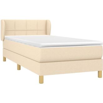 vidaXL Cama Box Spring Con Colch&oacute;n Tela Color Crema 90x200 Cm Vidaxl