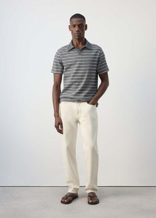 Mango Polo in misto cotone a righe con texture navy - Uomo - XXL - MANGO MAN