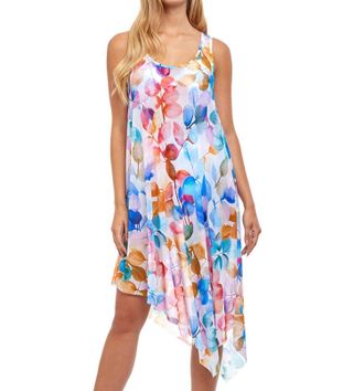 Gottex Asymmetrical Round Neck Cover Up Dress In Color Rush White