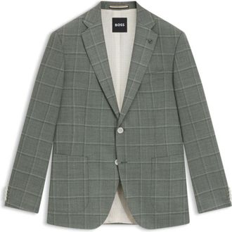 BOSS Regular-fit blazer in checked wool