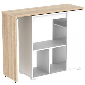 Vente-Unique Mobile da bar girevole Bianco e Rovere - saturne