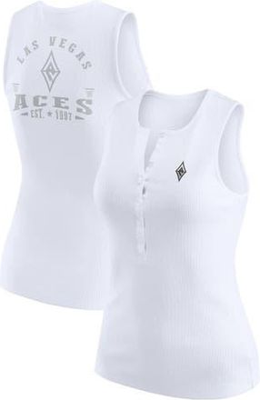 WEAR by Erin Andrews Womens WEAR by Erin Andrews White Las Vegas Aces Rib-Knit Henley Tank Top at Nordstrom, Size Medium