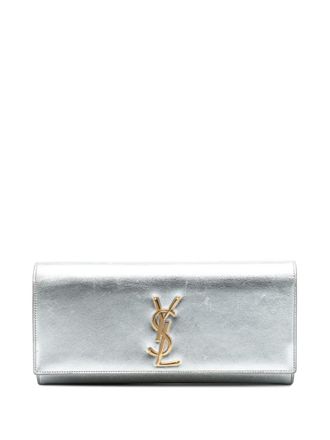 Saint Laurent 2014 Metallic Calfskin Cassandre clutch bag - Silver