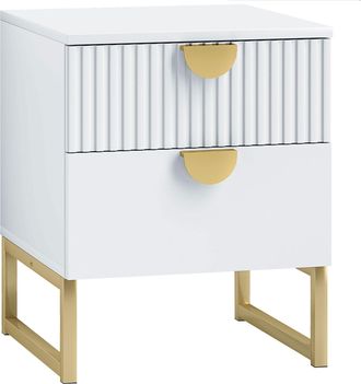 HOMCOM Bedside Table with 2 Drawers for Bedroom - Living Room - White | TJ Hughes
