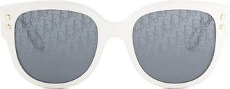 Dior Logo Pattern Mirror Lens Sunglasses - White