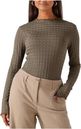 Summum Dames Tops T-shirts Top Structure Jersey - Dames - Longsleeves - Groen - XL - Wol - Tops