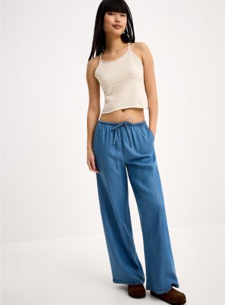 Only Womens Faux-denim wide-leg pant