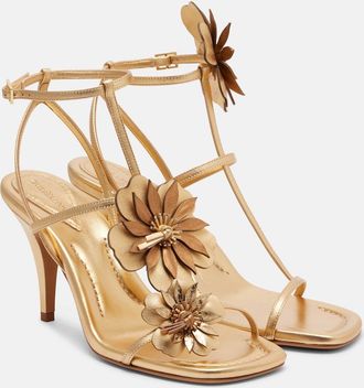 Zimmermann Sandalias Belara de piel metalizada con apliques florales