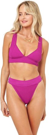 L*Space L*Space Hailey Bikini Top Womens Berry Stretch Ribbed Swimwear GBO2964